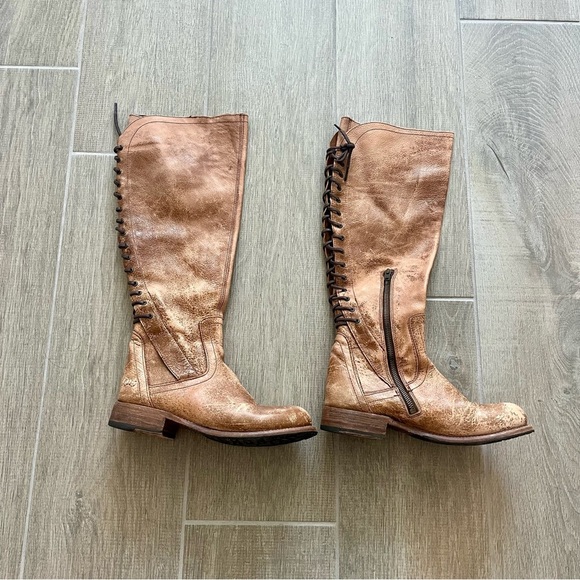 Bed Stu Women’s Distressed Leather Back Lace Tall Carmel Lux Boots- 8.5 - Picture 8 of 11